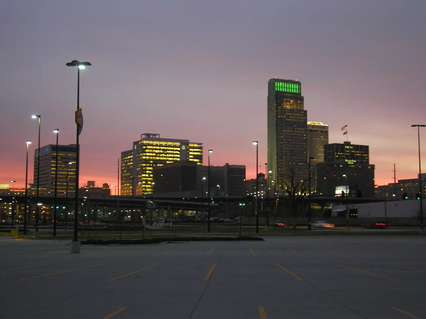 Downtown Omaha at dusk